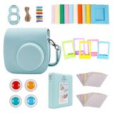 Maxbell For Fujifilm Instax Mini 9 Camera PU Case Filter+Close up Lens Gift Set  ice blue