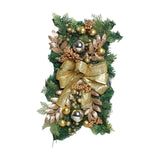 Maxbell Artificial Christmas Stair Swag Wreath Decoration Door Gift Bow Indoor Golden