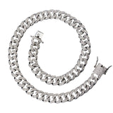 Maxbell Cuban Chain Hip Hop Jewelry with Rhinestone for Mens Women Daily Wear Silver 20inch