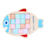 Maxbell Wooden Fish Plate Digital Nine Palace Grid Brain Teaser Kids Toy Multicolor