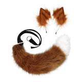 Maxbell Faux tail fox Furry Easy wearing Clip Ears for Women Teen Halloween Brown and White