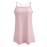 Maxbell Striped Strappy Cami Top Spaghetti Strap Vest Tank Summer Casual M Pink