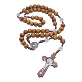 Maxbell Rosary Cross Necklace Wooden Rosaries Jewelry Rosary Decor Jewelry Gift