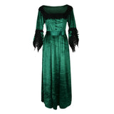 Maxbell Women Medieval Victorian Costume Renaissance Flare Sleeve Dress 2XL Green