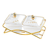 Maxbell Compartment Appetizer Food Display Dish Platter with Lid for Party Nuts Home Clear