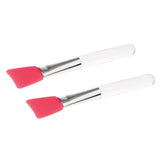 Max 2Pcs Soft Silicone Facial Mask Mud Mixing Brushes Clear Handle Pink