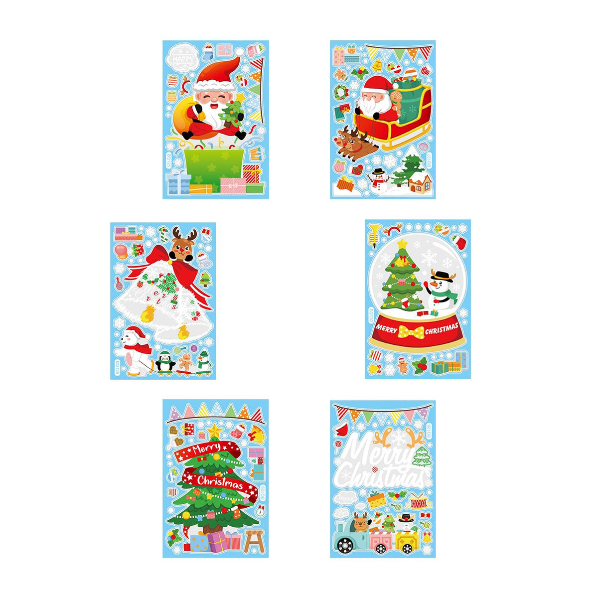 Maxbell 6Pcs Christmas Window Clings Santa Claus Stickers for Home Ornament Style B