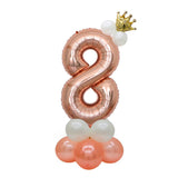 Max Rose Gold Number Crown Latex Balloons Column Set Party Decoration Number 8