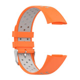 Maxbell Dual Colors Silicone Watchband Soft for Fitbit Charge5 Orange Gray