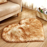 Max Heart Shape Shaggy Faux Sheepskin Area Rug Floor Carpet Mat White Yellow