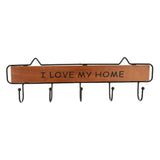 Max Vintage Wood Metal Wall Hook Storage Rack Clothes Hanger Hook Brown 5 Hooks