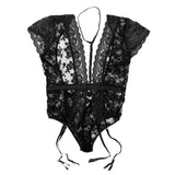 Maxbell Womens Floral Lace V Neck Bodysuit Lingerie with Garter Belts Sleepwear XL