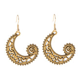 Maxbell Bohemian Swirl Spiral Moon Dangle Earrings Wedding Jewelry Antique Gold