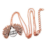 Maxbell Open Locket Necklace Engraved You Are My Sunshine Sunflower Rose Gold