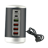 Maxbell Multi 6 Port USB Charging Station Hub Tower Desktop Phone Charger Organizer Black
