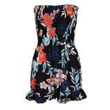 Maxbell Women's Summer Floral Off Shoulder Sleeveless Casual Romper Jumpsuit XL Black