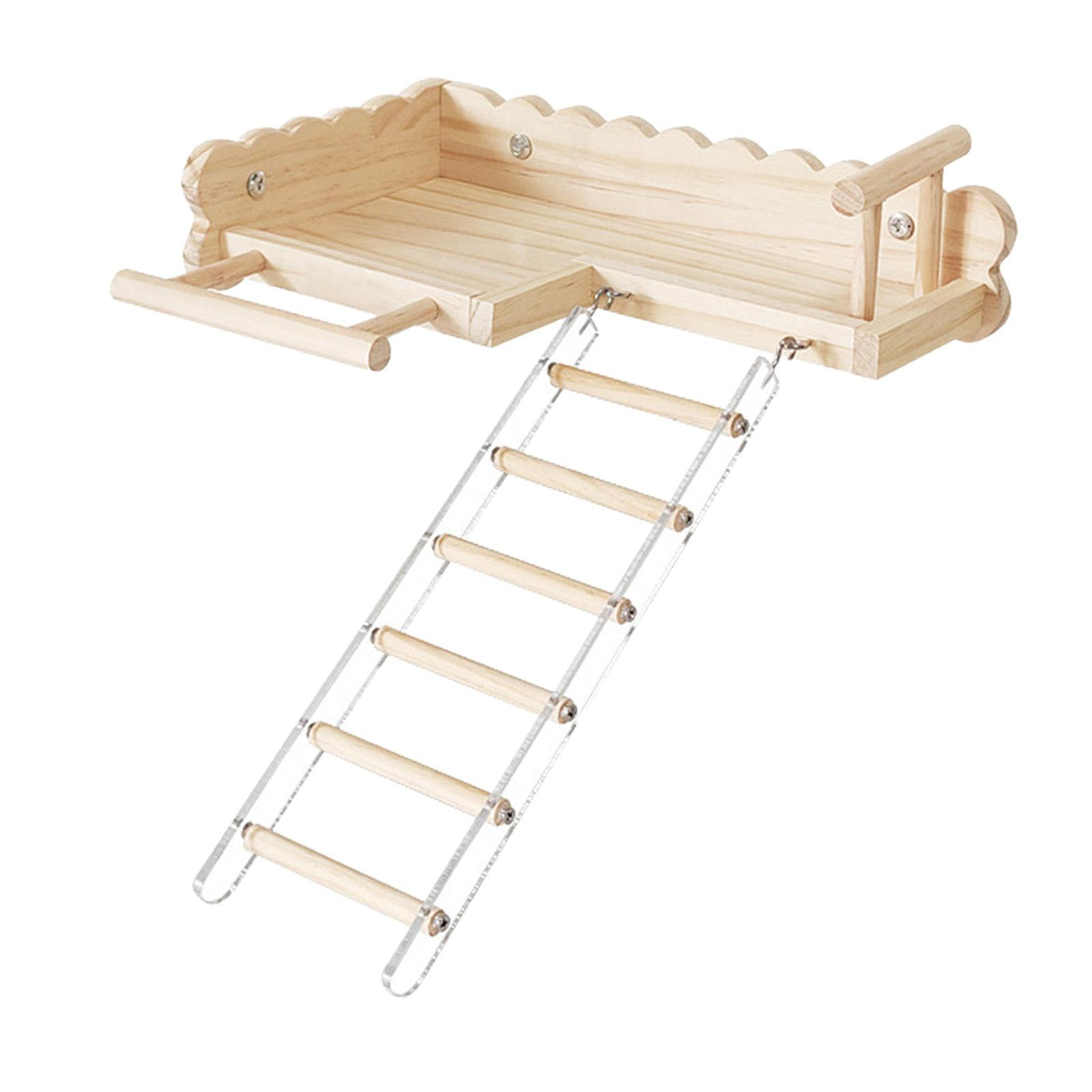 Maxbell Bird Perch Platform with Ladder Wood Perch Stand for Small Birds Chinchillas