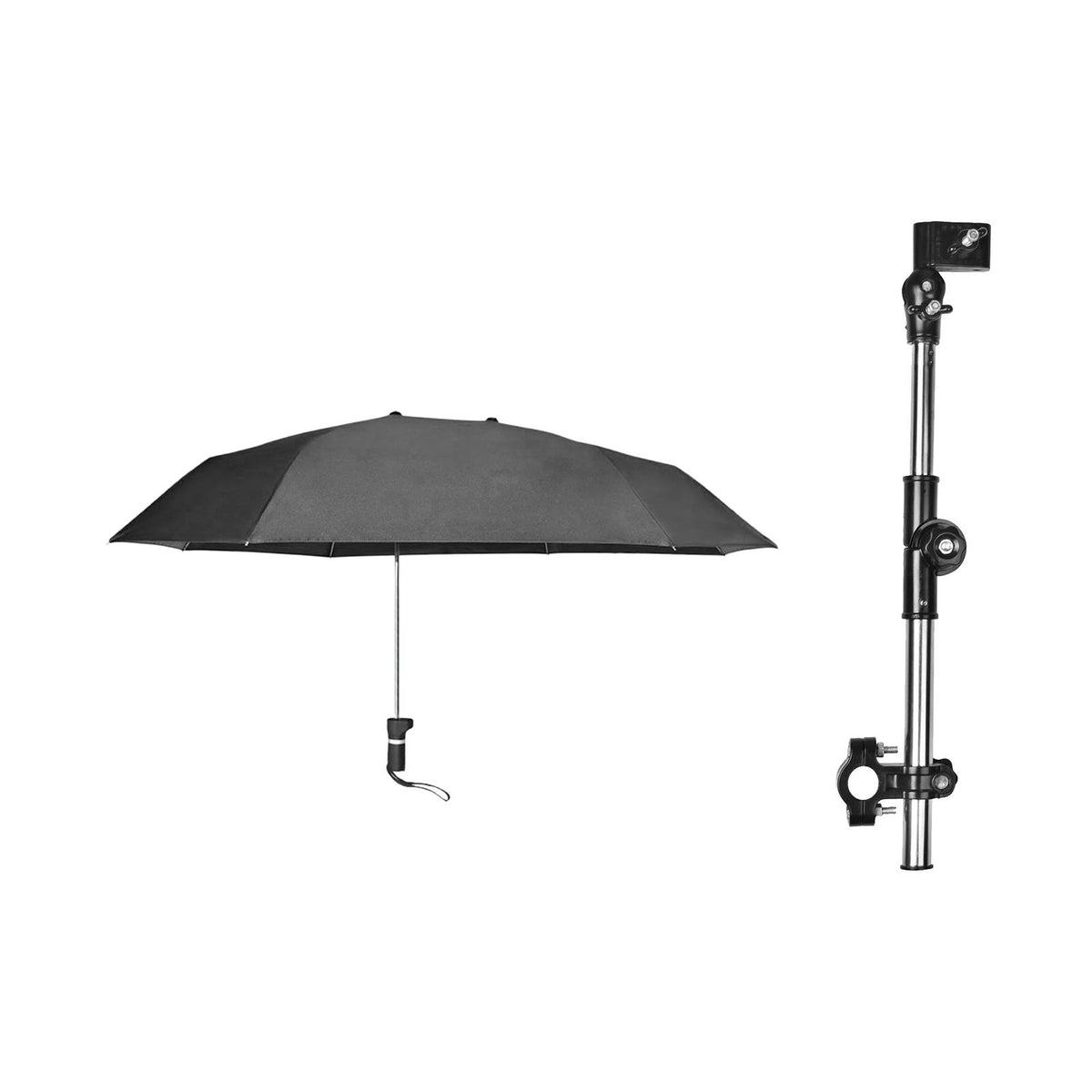 Maxbell Beach Chair Umbrella with Universal Clamp Stroller Umbrella Clip on Umbrella Black Single Layer