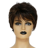 Maxbell Natural Short Curly Wigs Human Hair Pixie Cut Wig for Women w/ Bangs 8 inch