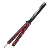 Maxbell Practice Butterfly Comb Trainer Foldable Stainless Steel Metal Practice Comb Red