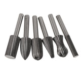 Max 6pcs 1/4 Inch Hard High Speed Steel Rotary File Burr Drill Bits