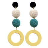 Maxbell Fashion Hessian Round Thread Ball Tassel Dangle Bohemian Earrings Jewelry