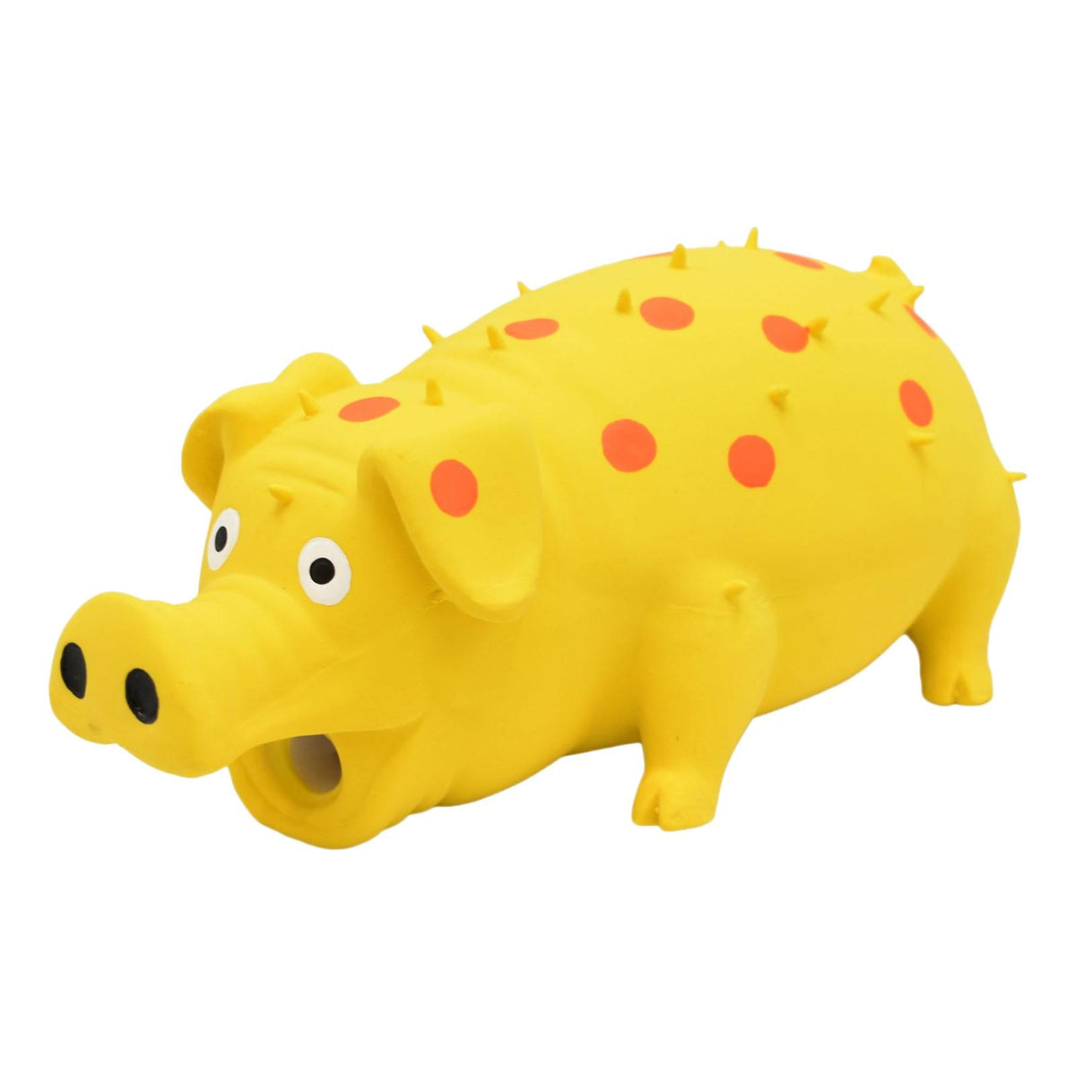 Maxbell Dog Chew Toy, Pet Interactive Durable Rubber Grunting Pig Squeaky Dog Toy Yellow