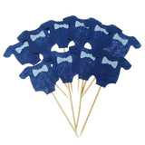 Max 10pcs Baby Clothes Cupcake Picks Cake Topper Kids Party Decoration Dark Blue
