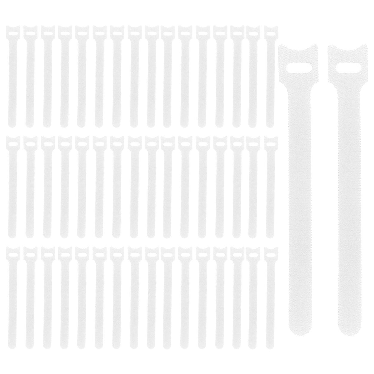 Maxbell 50 Pieces Releasable Cable Ties Removable Heavy Duty Fastening Hook and Loop white