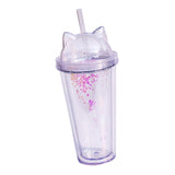 Maxbell Sequins Double Wall Tumbler Flash Powder Cup with Straw & Lid Clear