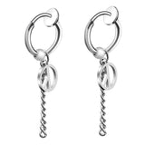 Maxbell Stainless Steel Hip Hop Peace Long Dangle Earrings Hoop Studs Non-Piecred