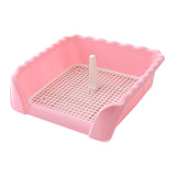 Maxbell Pet Cat Training Toilet Tray Detachable Lattice Dogs Toilet for Indoor Pink Medium