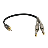 Maxbell 3.5mm to Dual 6.35mm Adapter Audio Cable for Mixer Amplifier Speaker Black
