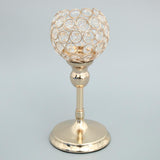 Maxbell Crystal Votive Candle Holder Wedding Banquet Centerpiece Decor 25cm Gold
