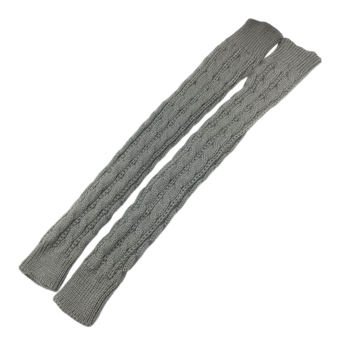 Maxbell Knitted Arm Warmer Long Fingerless Gloves Comfortable for Camping Outdoor Gray