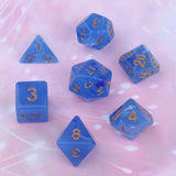 Max 7pcs Gem Acrylic Multi-Sided Dice Polyhedral Dice D&D TRPG Game Blue