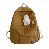 Maxbell Canvas Schoolbag Girls Large Capacity High School Student Backpack Yellow