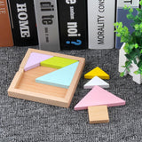 Maxbell 12x12cm Tangram Brain Teaser Puzzle Jigsaw Game Classic Wooden Toys for Kids