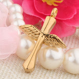 Maxbell Stainless Steel Angel Wings Cross Urn Pendant Cremation Ashes Keepsake Gold