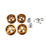 Maxbell 4 Pieces RC Car Wheel Hubs for WPL JJRC 1/16 RC Semi-pickup Truck Car Golden