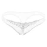 Maxbell Women Sexy Pearl Massage Lingerie Lace Thong G-String Pantiy Briefs White