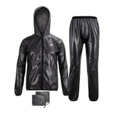 Maxbell Rain suits Waterproof Hooded Women Men Adults for Fishing Travel Outdoor L BLACK