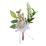 Max Romantic Wedding Party Bride Satin Flower Leaves Boutonniere Corsage