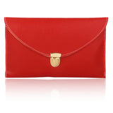 Max Maxb Ladies Leather Style Envelope Clutch Bag Purse with Chain red