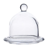 Maxbell Transparent Glass Dessert Serving Tray with Dome Lid Wedding Cake Pedestal Size L