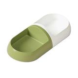 Maxbell Cat Double Bowl Cat Food Bowl Reusable Capsule Shaped for Accessories white and green