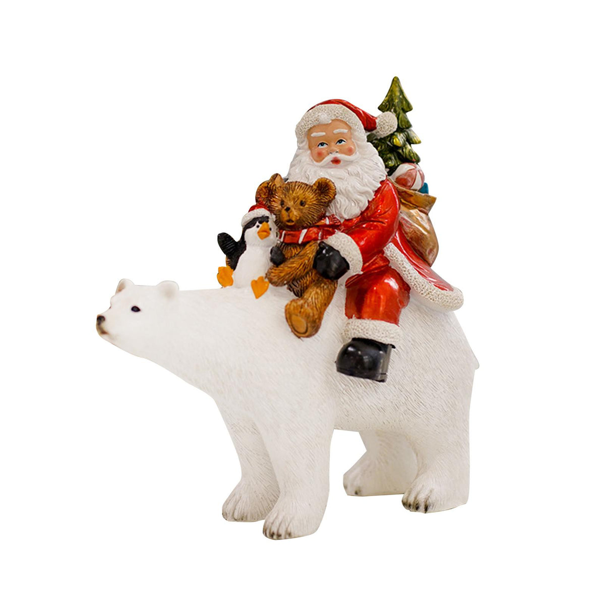 Maxbell Resin Figurine Decorative Sculpture Christmas Decor Home Bear Riding