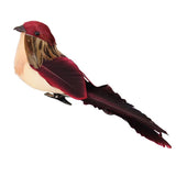 Max Colours Artificial Feather Foam Birds with Clamp Garden Tree Decor Wine Red