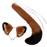 Maxbell Fox Ears and Long Tail Set Dress up Costume Accessories for Prom Halloween Black Brown