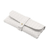 Maxbell Woven PU Leather Glasses Case Button Closed Soft Glasses Pouch Bag for Women White